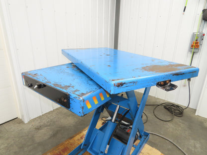 Bishamon Hydraulic Lift Table 2500lbs 36" Travel 24x48" Swivel Top 3Ph