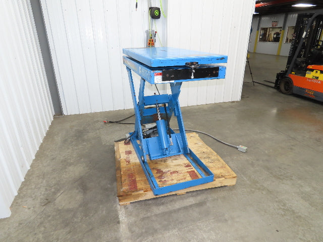 Bishamon Hydraulic Lift Table 2500lbs 36" Travel 24x48" Swivel Top 3Ph