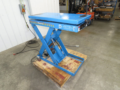 Bishamon Hydraulic Lift Table 2500lbs 36" Travel 24x48" Swivel Top 3Ph