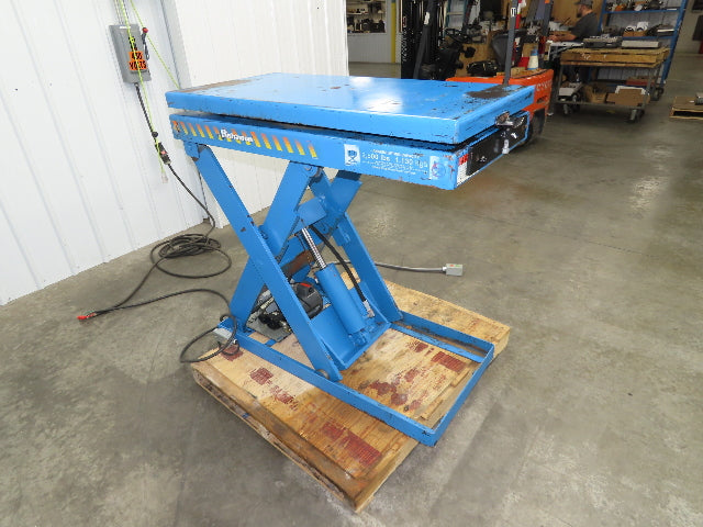Bishamon Hydraulic Lift Table 2500lbs 36" Travel 24x48" Swivel Top 3Ph