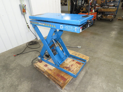 Bishamon Hydraulic Lift Table 2500lbs 36" Travel 24x48" Swivel Top 3Ph