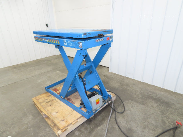 Bishamon Hydraulic Lift Table 2500lbs 36" Travel 24x48" Swivel Top 3Ph