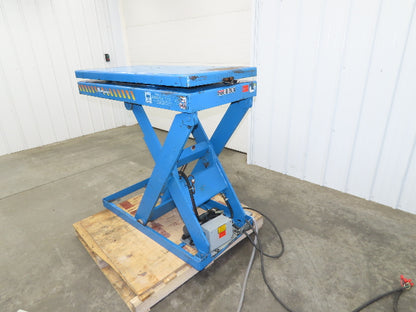 Bishamon Hydraulic Lift Table 2500lbs 36" Travel 24x48" Swivel Top 3Ph