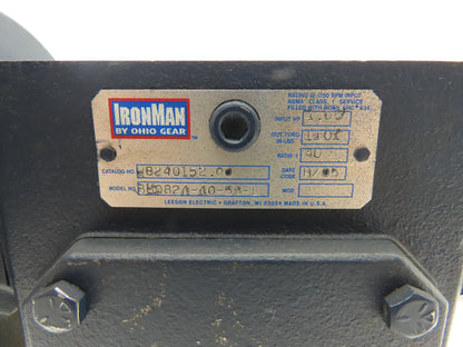 Ohio Gear W8240152.00 IronMan Worm Gearbox 40:1 Reducer 1Hp 44rpm 56C LH Output