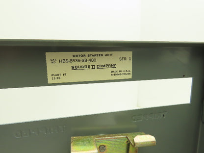 Square D MCC Bucket Motor Starter 5Hp Size 1 Disconnect 3 Pole 440V