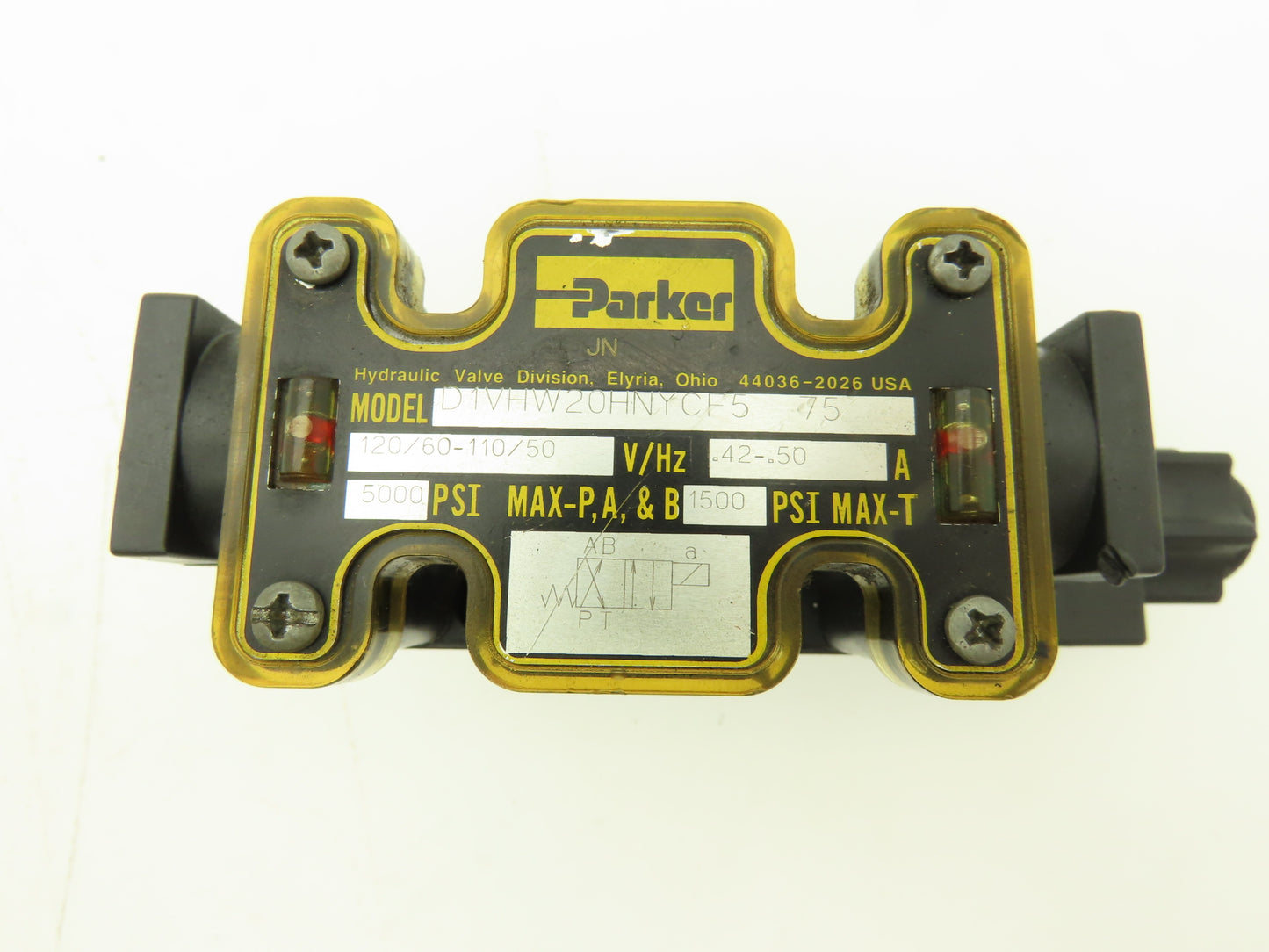 Parker D1VHW20HNYCF5 Hydraulic Directional Solenoid Valve 120VAC 60Hz
