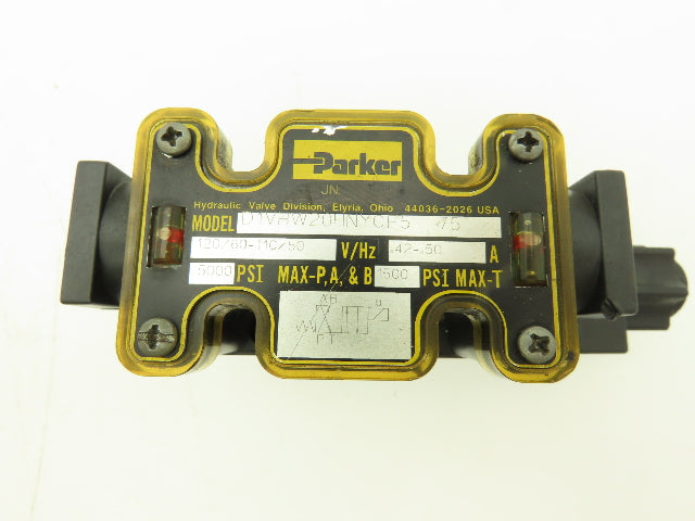 Parker D1VHW20HNYCF5 Hydraulic Directional Solenoid Valve 120VAC 60Hz