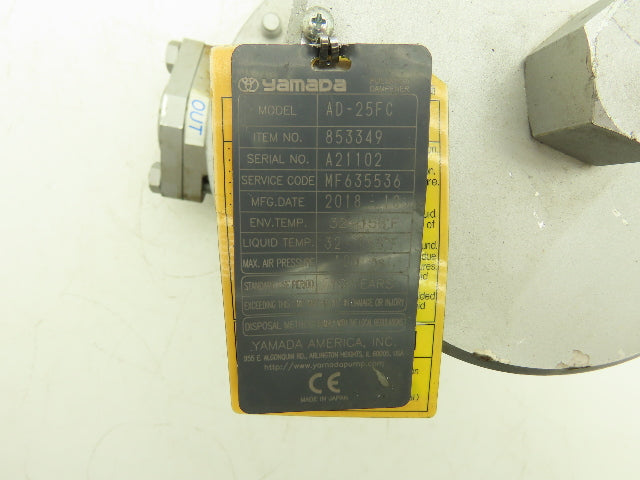 Yamada AD-25FC Pulsation Damper 32-158°F 100psi