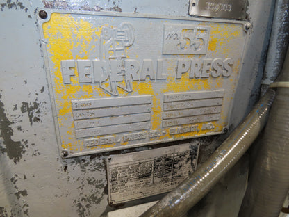 Federal No 55 Mechanical OBI Punch Press 60 Ton Air Brake Clutch 4" Stroke 10Hp