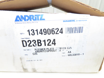Andritz D23B124 LoCo Refiner Plates Sprout C25 Alloy AA Taper