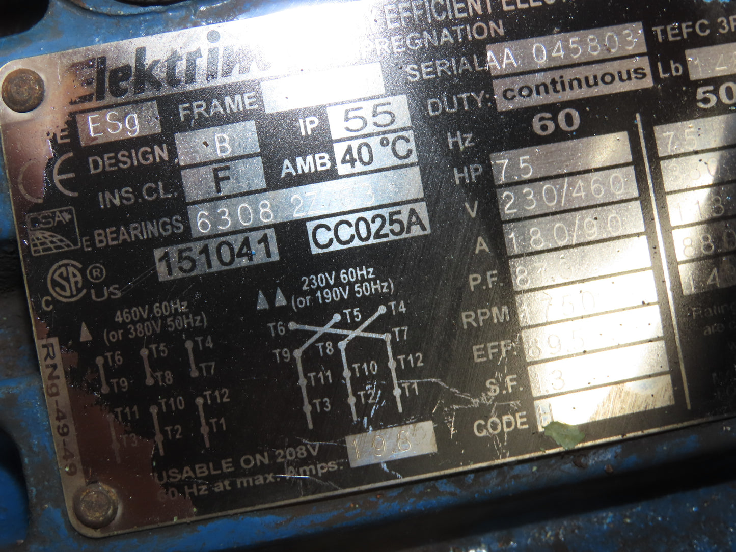 Federal Mechanical OBI Punch Press 43 Ton Air Brake Clutch 1-1/2" Stroke 7.5Hp