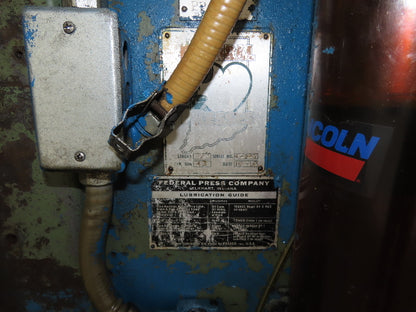 Federal Mechanical OBI Punch Press 43 Ton Air Brake Clutch 1-1/2" Stroke 7.5Hp
