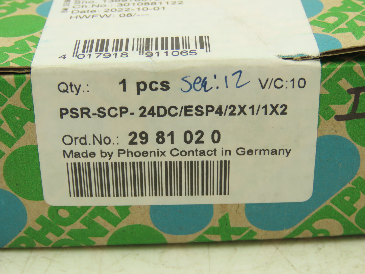 Phoenix Contract PSR-ESP4 Safety Relay 24V Input 230V Output