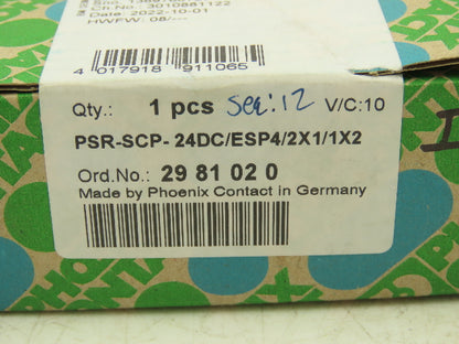 Phoenix Contract PSR-ESP4 Safety Relay 24V Input 230V Output