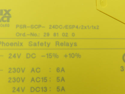 Phoenix Contract PSR-ESP4 Safety Relay 24V Input 230V Output