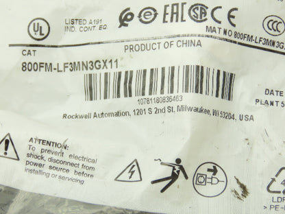 Allen Bradley Pushbutton Green Illuminated Momentary 2 NO 2NC 22mm