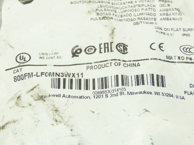 Allen Bradley Pushbutton Amber Orange Illuminated Momentary 2 NO 2NC 22mm