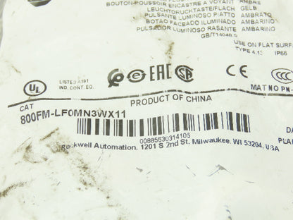 Allen Bradley Pushbutton Amber Orange Illuminated Momentary 2 NO 2NC 22mm