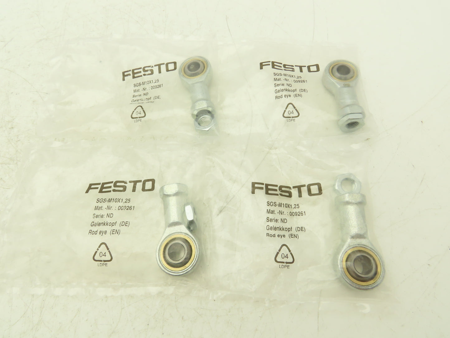Festo SGS-M10X1,25 009261 Rod End 10mm Eye M10-1.25 Thread Lot of 4