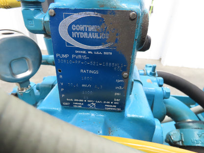Continental PVR15-30B10 RHM Hydraulic Power Unit 33.5 GPM 1000 PSI 30Hp 100 Gal