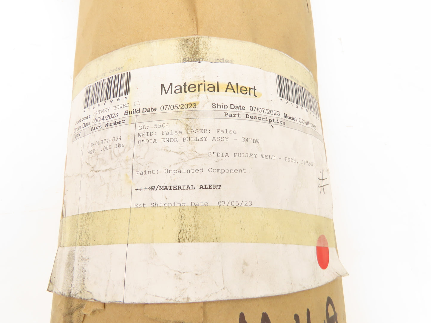 Hytrol B-00874-034 Belt Conveyor Lagged Drive Pulley 8"x 34"BW 1-3/16"Shaft