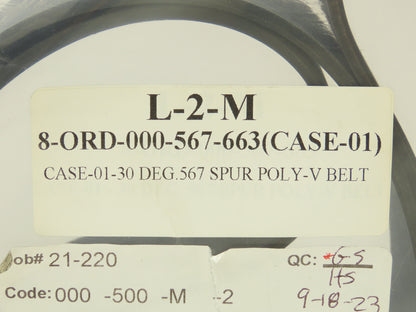 Mantissa Conveyor 000-567-663 30deg Spur Poly-V Belt 2.83"W 65-1/2"L Case 01