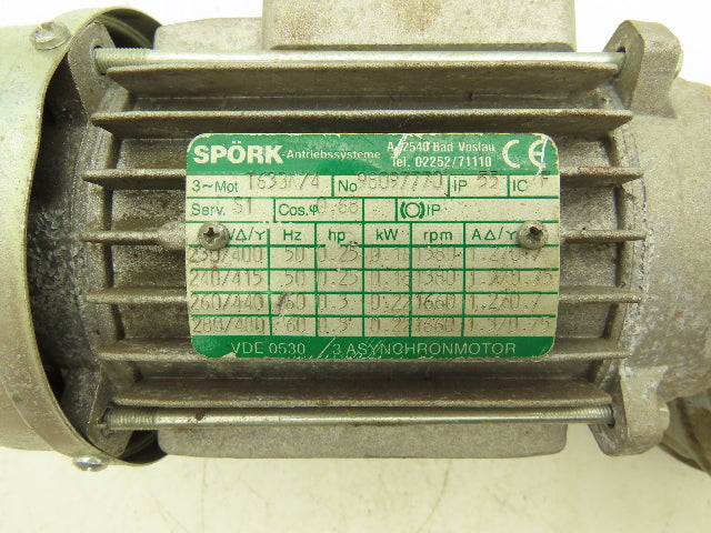 Spork AMH RMI40 T63BN/4 Gearmotor 40:1 Reducer 42rpm .22kw 230/480V 3PH RH