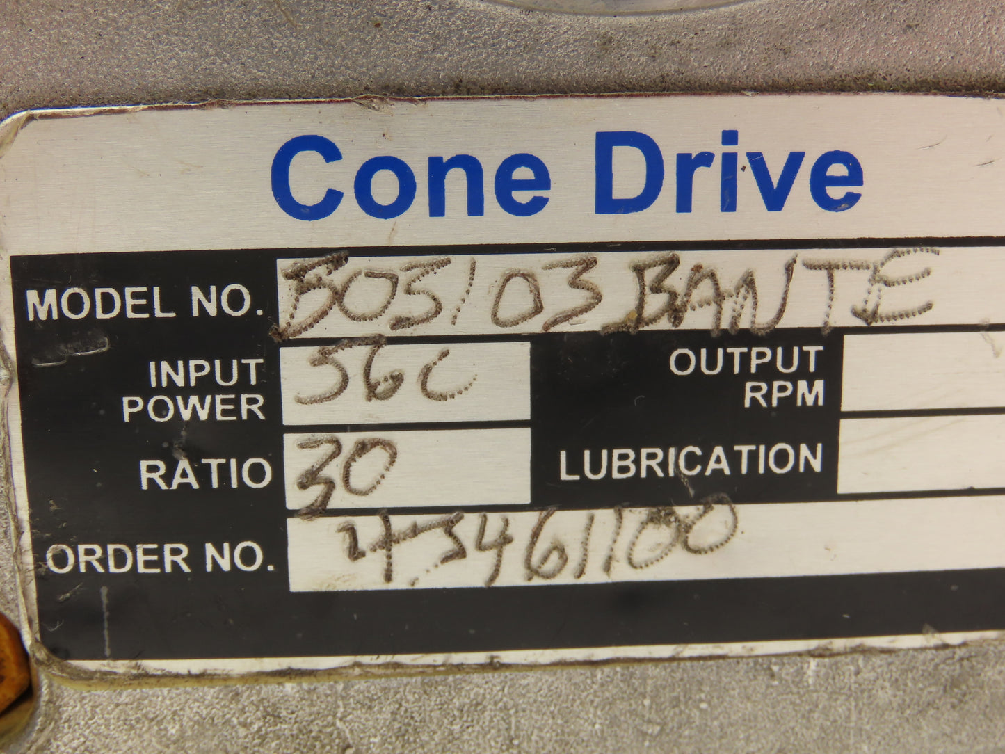Leeson Cone Drive C4T17FC B03 Gear Motor 1/3Hp 58rpm 230/460V 3PH LH 56C