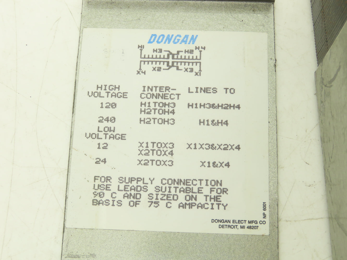 Dongan 35-M020 Power Transformer 250KVA 1Ph HV 120/240V LV24/12V
