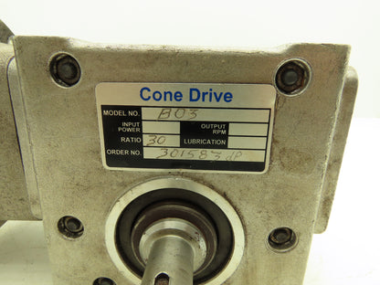 Cone Drive B03 Worm Gearbox 30:1 Reducer 58rpm RH Output 56C