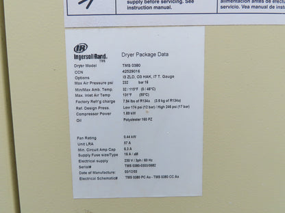 Ingersoll Rand TMS0380 Air Compressor Dryer 380CFM 1.69kw 230V 2" Ports