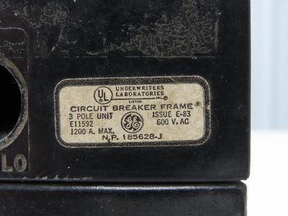 General Electric E11592 Circuit Breaker Frame 1200A 3 Pole 600VAC N.P. 185628-J