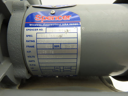 Spencer VB-002B-000 Vortex Regenerative Blower 40cfm 1"npt .25Hp 3300rpm 230/460