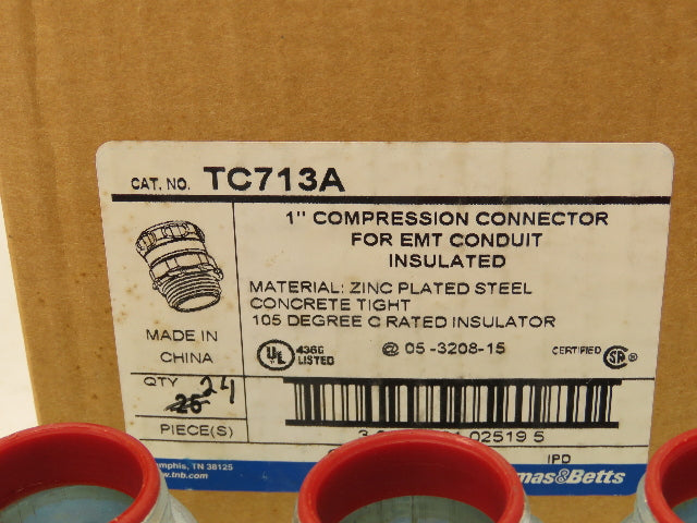 TC713A Steel City 1" EMT Conduit Compression Connector Insulated Lot of 99