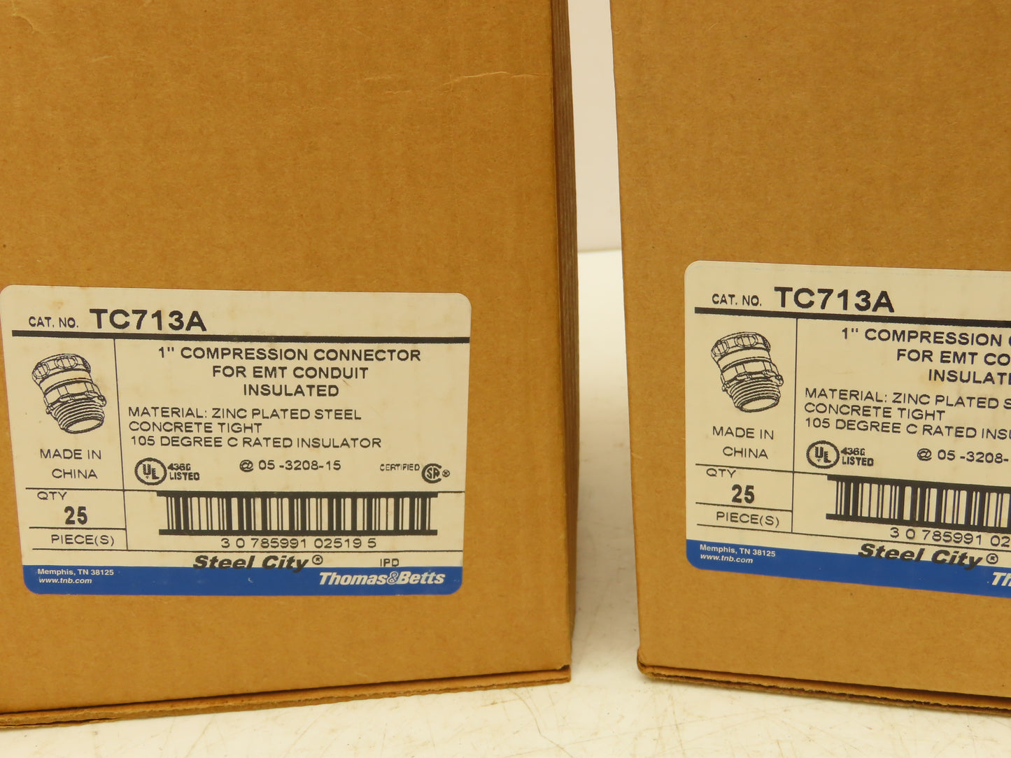 TC713A Steel City 1" EMT Conduit Compression Connector Insulated Lot of 99