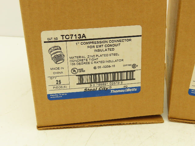 TC713A Steel City 1" EMT Conduit Compression Connector Insulated Lot of 99