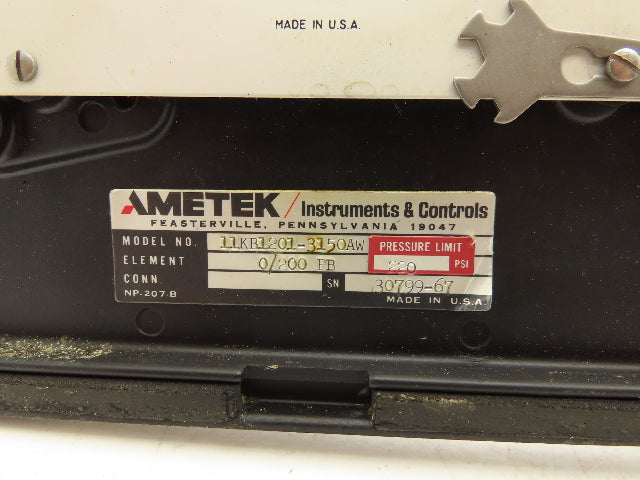 Ametek Instruments & Controls 11KB1201-3150AW Pressure Controller 220psi 0/200PB