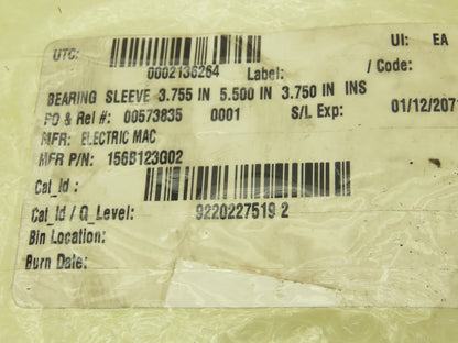 Electric Mac 156B123G02M Bearing Sleeve 3.75" ID 5.5" OD 3.75" Length Rev D
