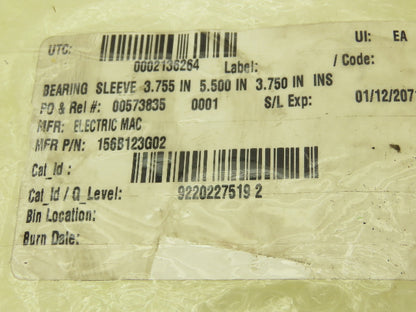 Electric Mac 156B123G02M Bearing Sleeve 3.75" ID 5.5" OD 3.75" Length Rev D