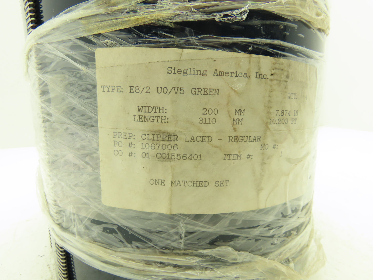 Siegling E8/2 U0/V5 200mm x 10.2' Smooth Top Conveyor Belt Green Lot of 4pcs 40'