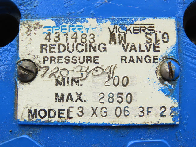 Vickers F3 XG 06 3F 22 Hydraulic Pressure Reducing Valve 200-2850 PSI 431483