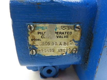 Vickers 4CG 03 A 21 Hydraulic Check Valve Pilot Operated 1/2"npt 3000psi