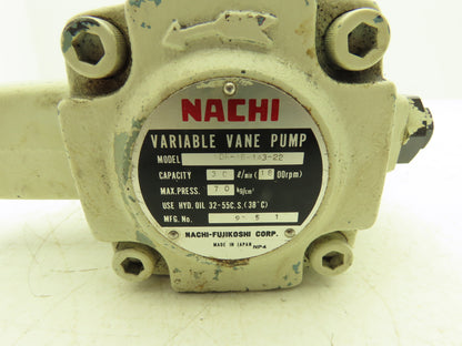 Nachi VDR-1B-1A3-22 Hydraulic Variable Vane Pump 7.9gpm 435-1015psi 2030psi Max