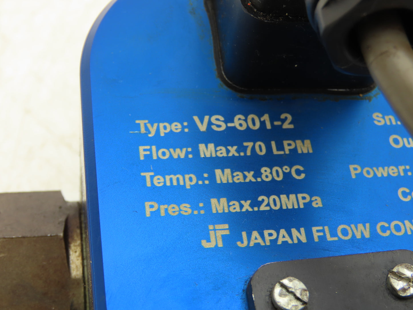 Japan Flow Controls VS-601-2 Hydraulic Flow Meter 70 LPM G3/4"