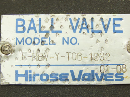Hirose F-HBV-Y-T06-1832 3-Way Ball Valve 3/4"npt High Pressure