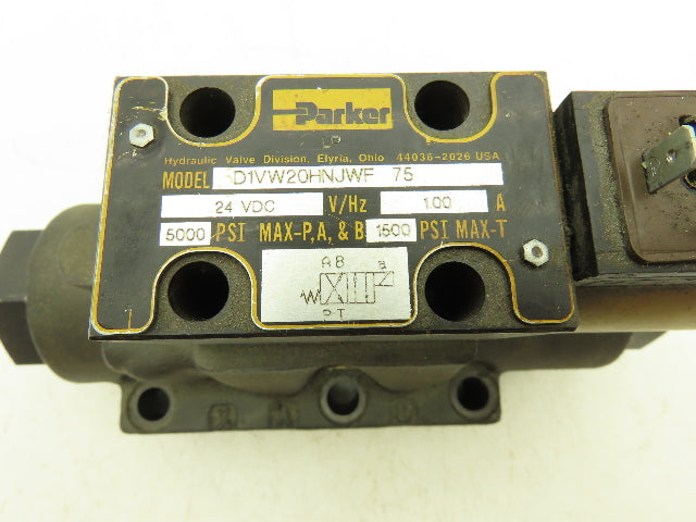 Parker D1VW20HNJWF-75 Hydraulic Directional Solenoid Valve D61VWB4NJWF-75 24VDC