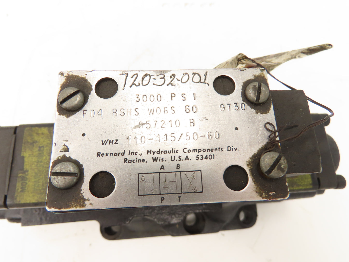 Rexnord Racine FD4 BSHS W06S 60 Hydraulic Directional Solenoid Valve 115V