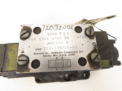 Rexnord Racine FD4 BSHS W06S 60 Hydraulic Directional Solenoid Valve 115V