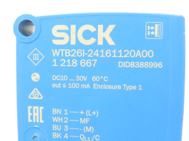 Sick WTB26I-24161120A00 Photoelectric Proximity Sensor 30-2000mm Sensing Range