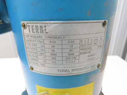 Teral LHW205A1.1M Immersion Coolant Pump 7.9gpm 1.1kw 200/220V 3PH 3/4"NPT